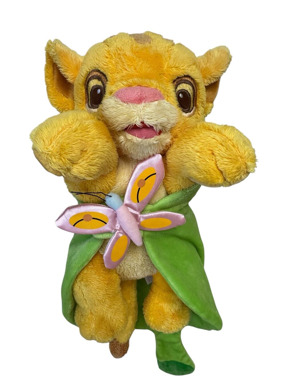 DISNEY BABIES Simba Lion Plush with Green Leaf Blanket 2010s Pink Butterfly